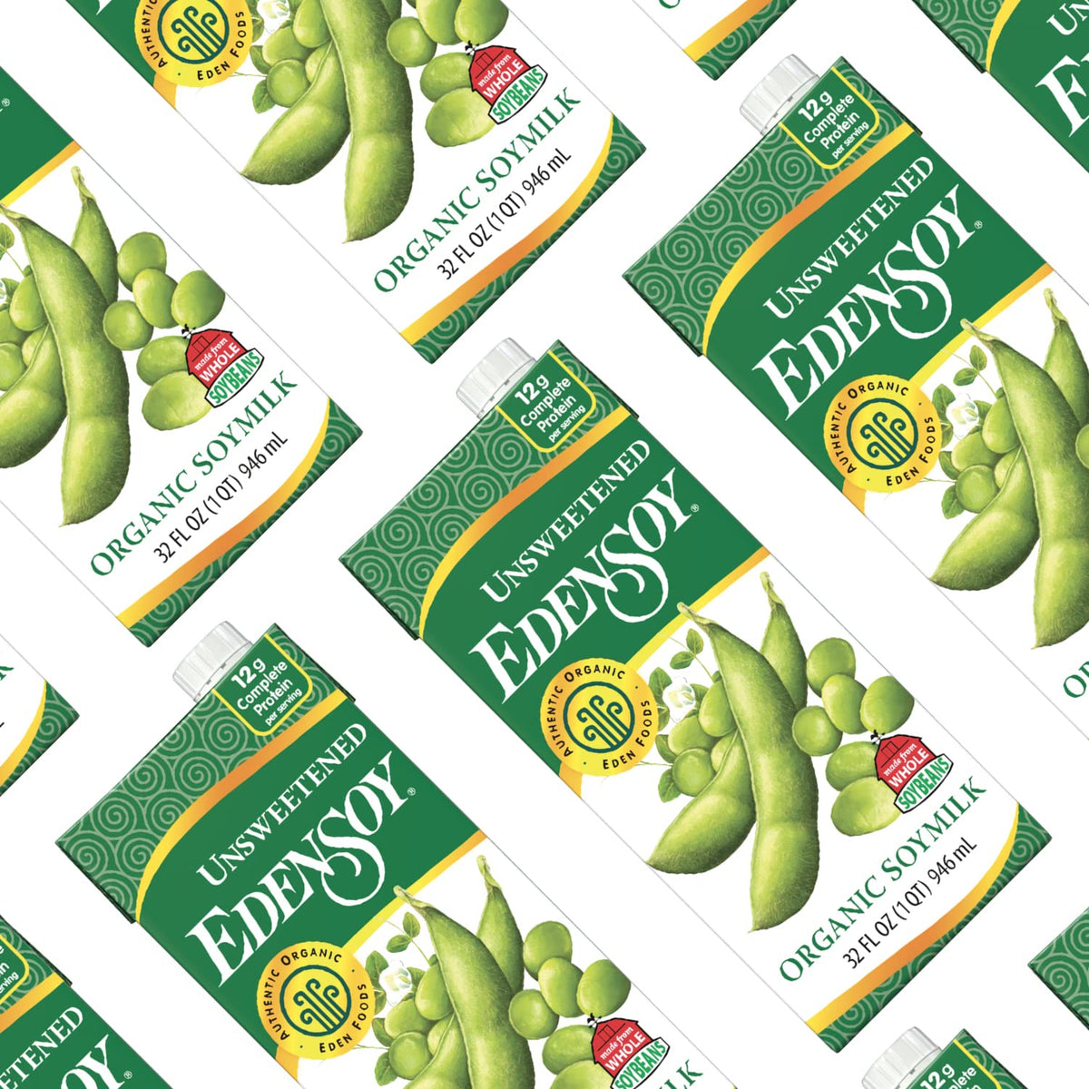 Edensoy Unsweetened Organic Soymilk — Non-GMO, Shelf-Stable 32 oz (6-Pack)