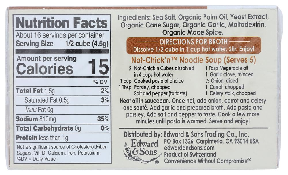 Edward & Sons Not Chick n Natural Bouillon Cubes - Not Chick n - 2.5 oz - Case of 12