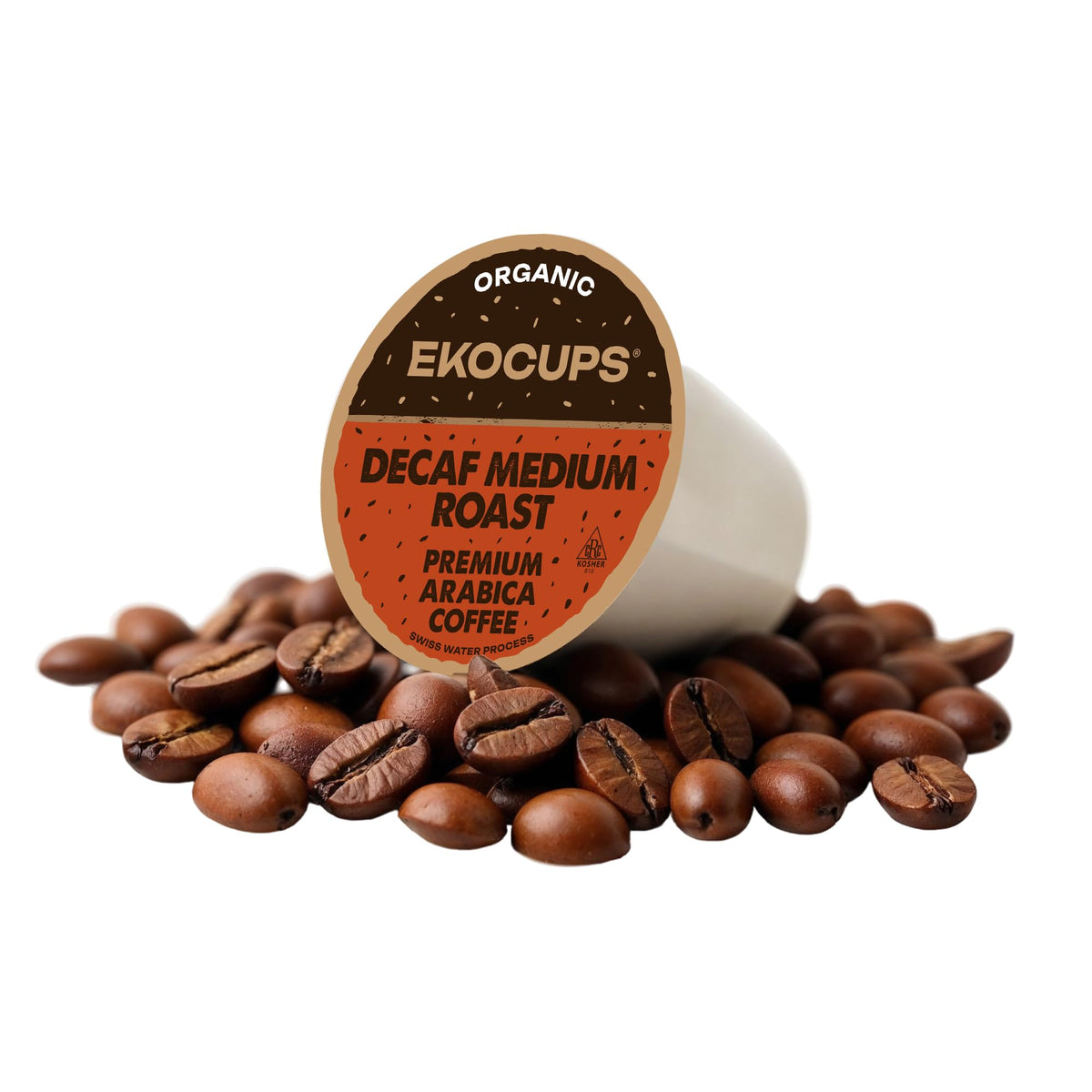 EKOCUPS Organic Swiss Water Decaf Medium Roast Coffee Pods – 30% More Coffee Per Cup, Fair Trade & Recyclable, 40 Count