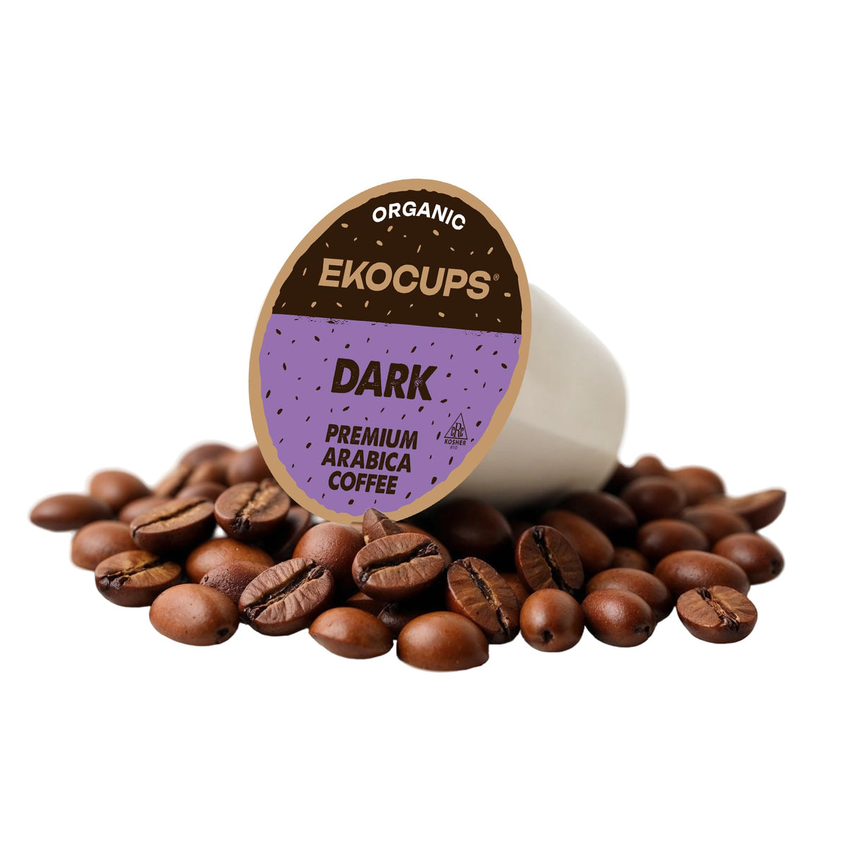 EKOCUPS Organic Dark Roast Coffee Pods - USDA Organic & Fair Trade, Recyclable Keurig Capsules (Box of 40)