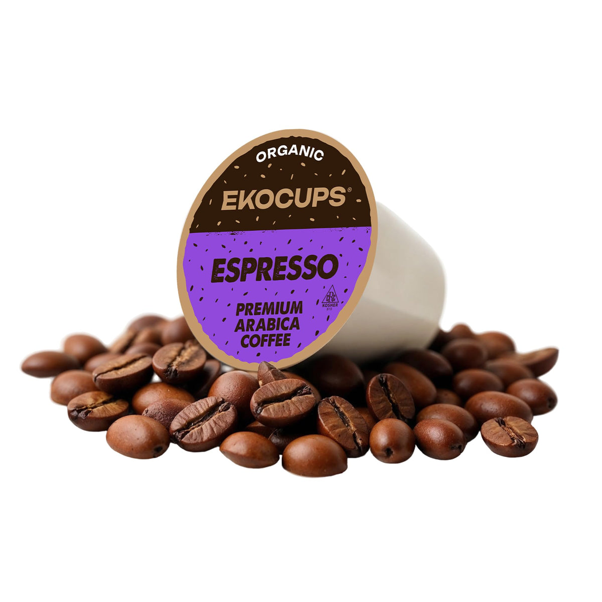 EKOCUPS Organic Espresso Roast Pods – Extra 30% More Coffee Per Cup, Fair Trade Dark Roast, 40-Count for Keurig