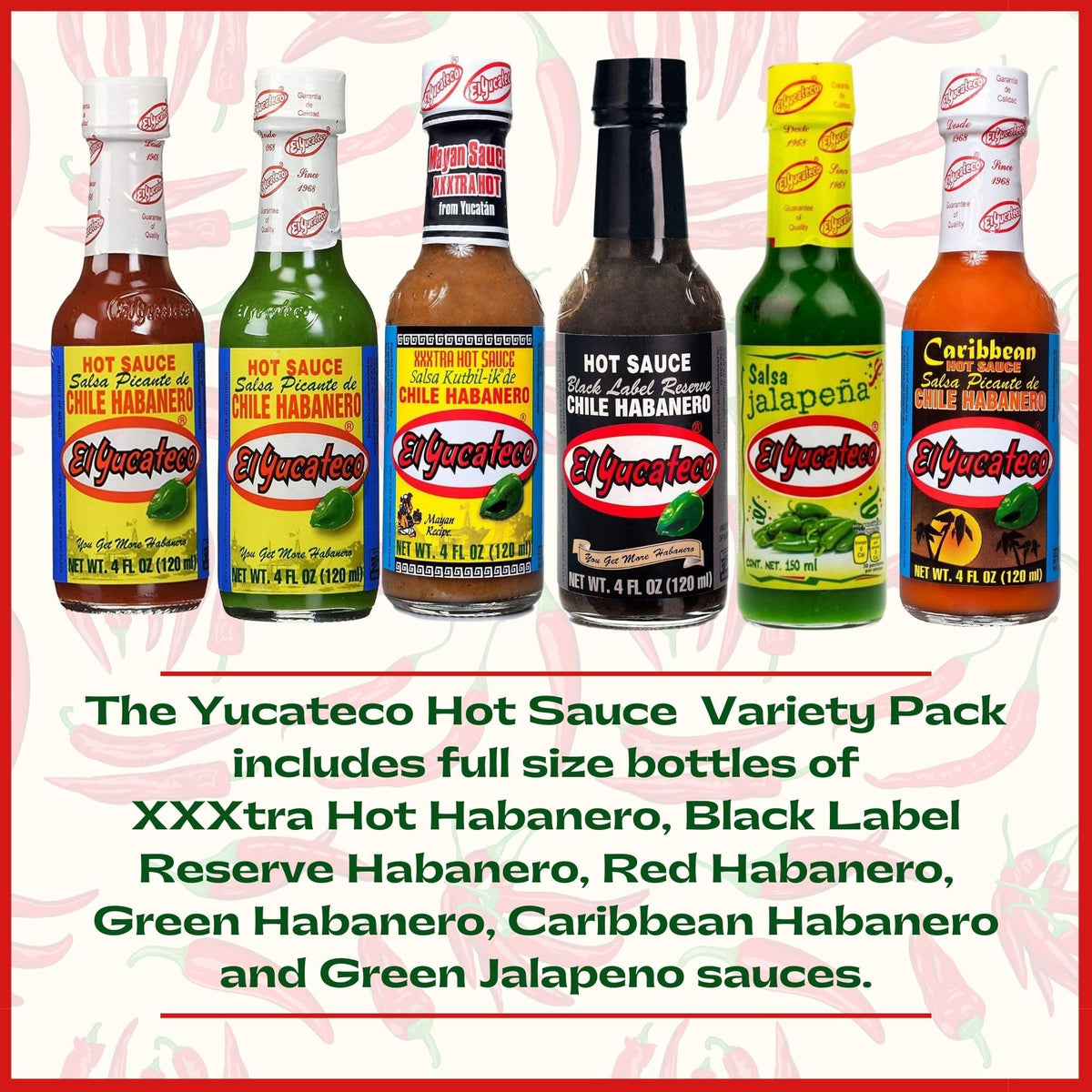 El Yucateco 6 Flavor Hot Sauce Variety Pack | 4 oz & 5 oz Bottles