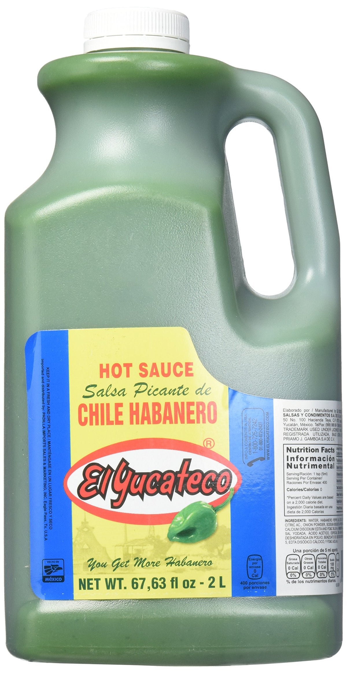 El Yucateco Green Habanero Hot Sauce 68 oz (Half-Gallon) – Authentic Mexican Heat for Cooking & Foodservice