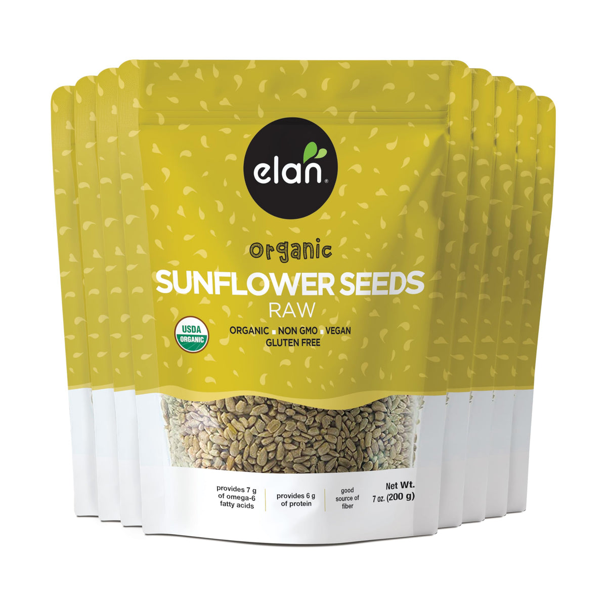 Elan Organic Raw Sunflower Seeds – Unsalted, Shelled, 8 Pack