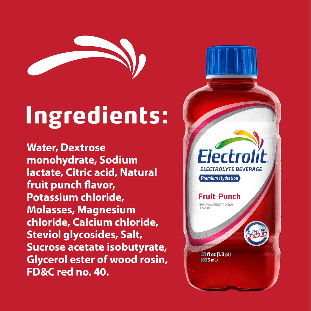 Electrolit Fruit Punch Electrolyte Beverage – 21 oz Bottle (Pack of 12)