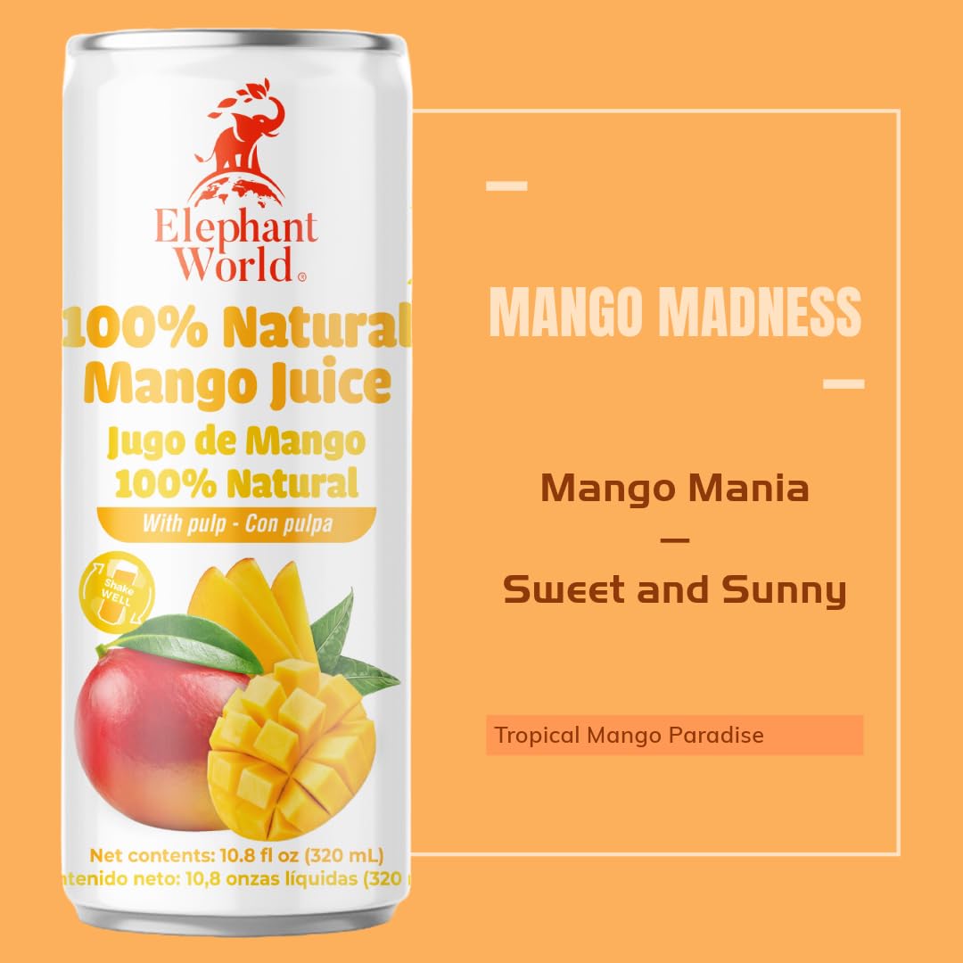 ELEPHANT WORLD 100% Natural Juices – Assorted Superfruits (Soursop, Mango, Guava, Lychee) 12x320ml