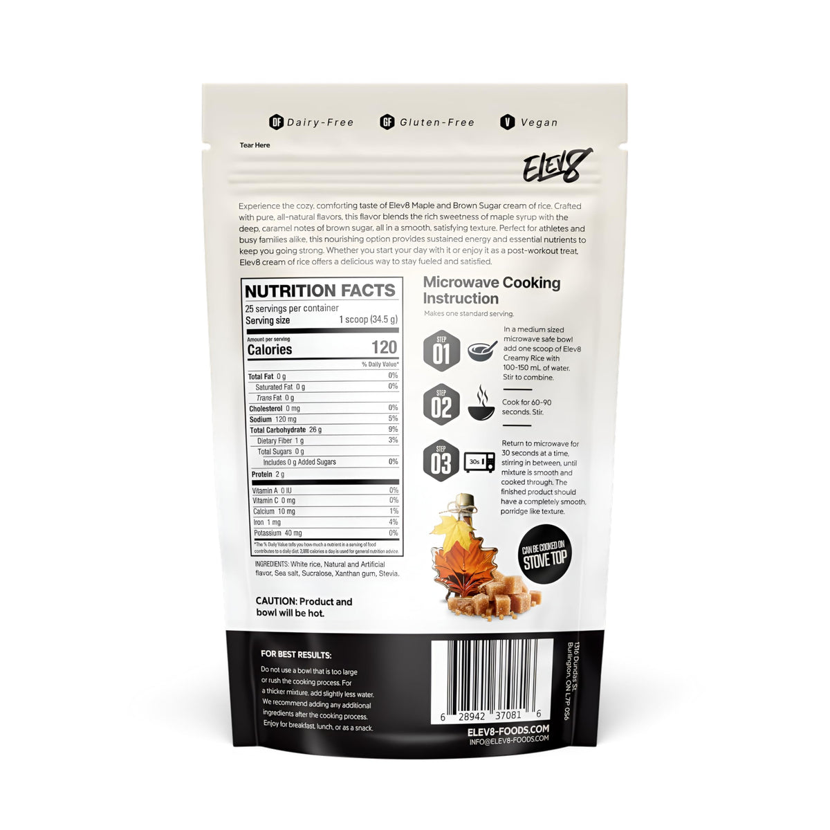 Elev8 Creamy Rice - Maple & Brown Sugar, 25 Servings