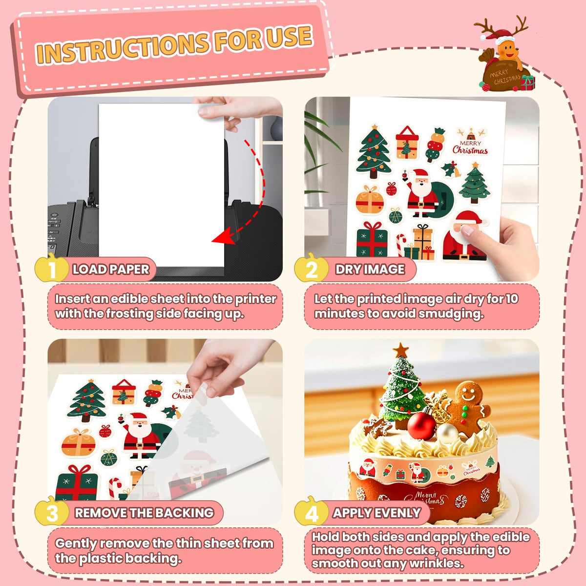 ELFLUENT 25 Count Edible Paper A4 Sheets for Cakes | Printable Sugar Sheets