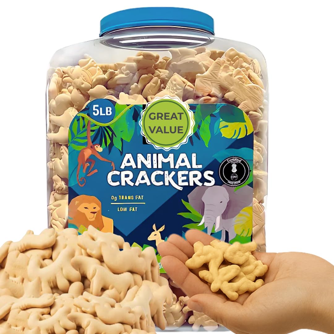 ELI&VAL Animal Crackers 5 lb Bulk Tub | Lightly Sweet Classic Snack for Parties