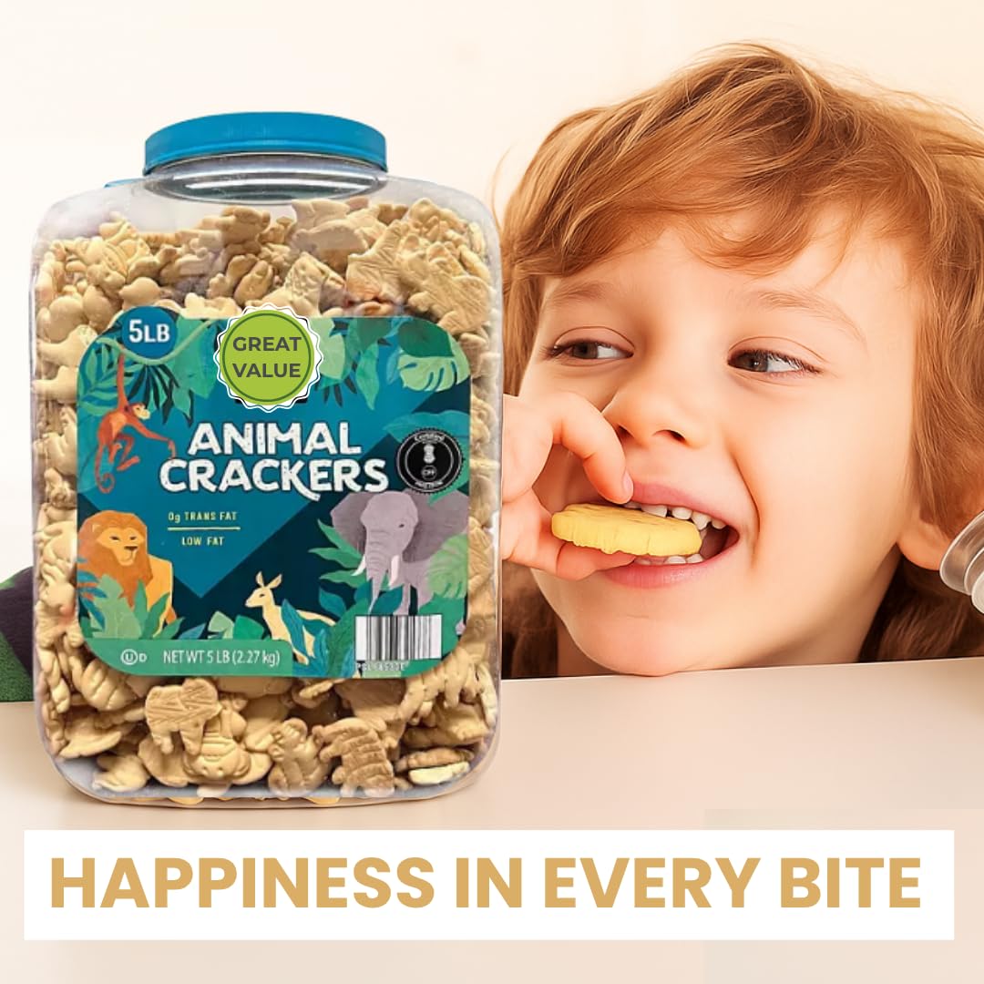 ELI&VAL Animal Crackers 5 lb Bulk Tub | Lightly Sweet Classic Snack for Parties