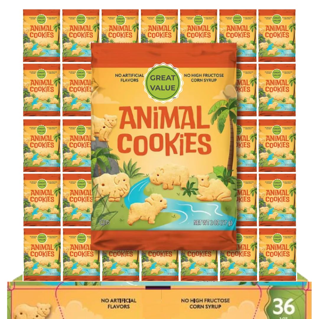 ELI&VAL Classic Animal Crackers – 36 Bulk 2 oz Snack Packs for Lunches & Parties