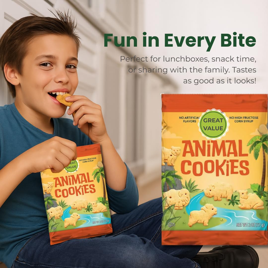 ELI&VAL Classic Animal Crackers – 36 Bulk 2 oz Snack Packs for Lunches & Parties