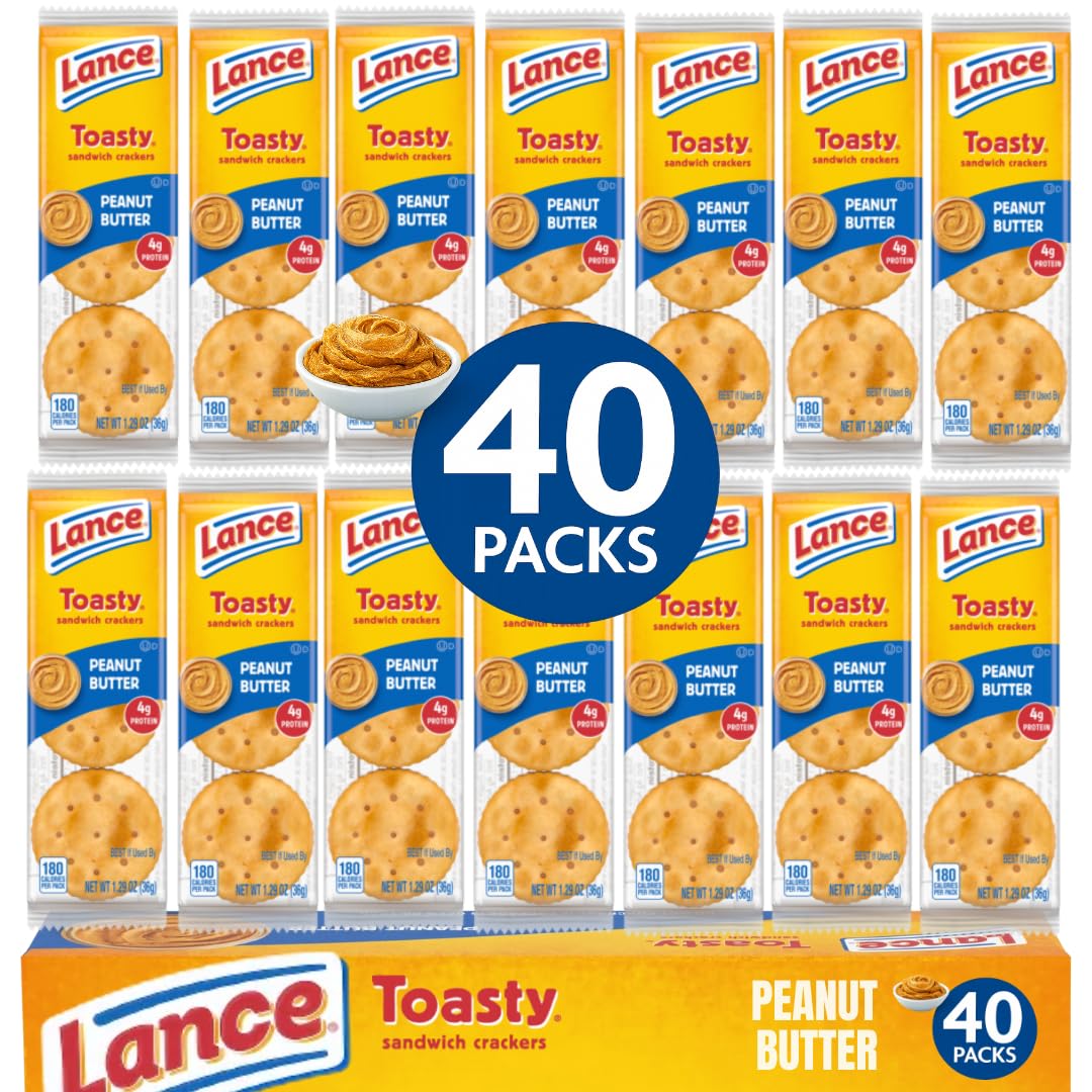 ELI&VAL Lance Toasty Peanut Butter Sandwich Crackers - 40-Pack On-The-Go Snack