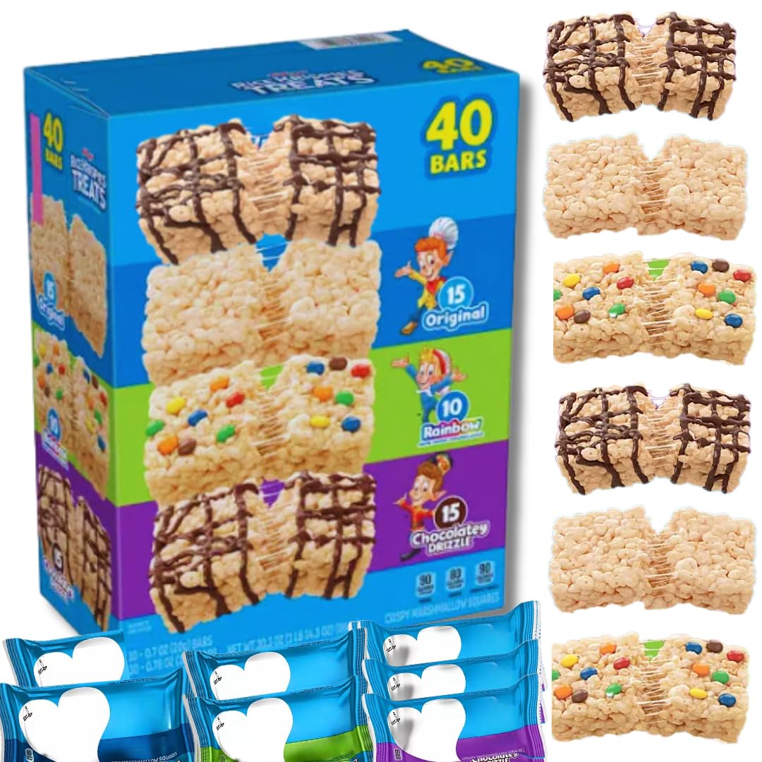 ELI&VAL Marshmallow Rice Crispy Treats Variety Pack – 40ct Bulk