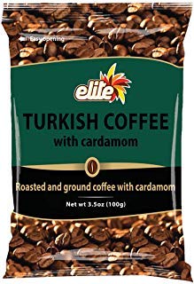Elite Turkish Coffee with Cardamom – Roasted & Ground, 3.5 oz (Pack of 6)