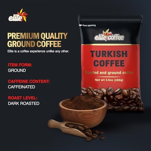 Elite Turkish Ground Roasted Coffee – Pack of 8, 3.5 oz Each