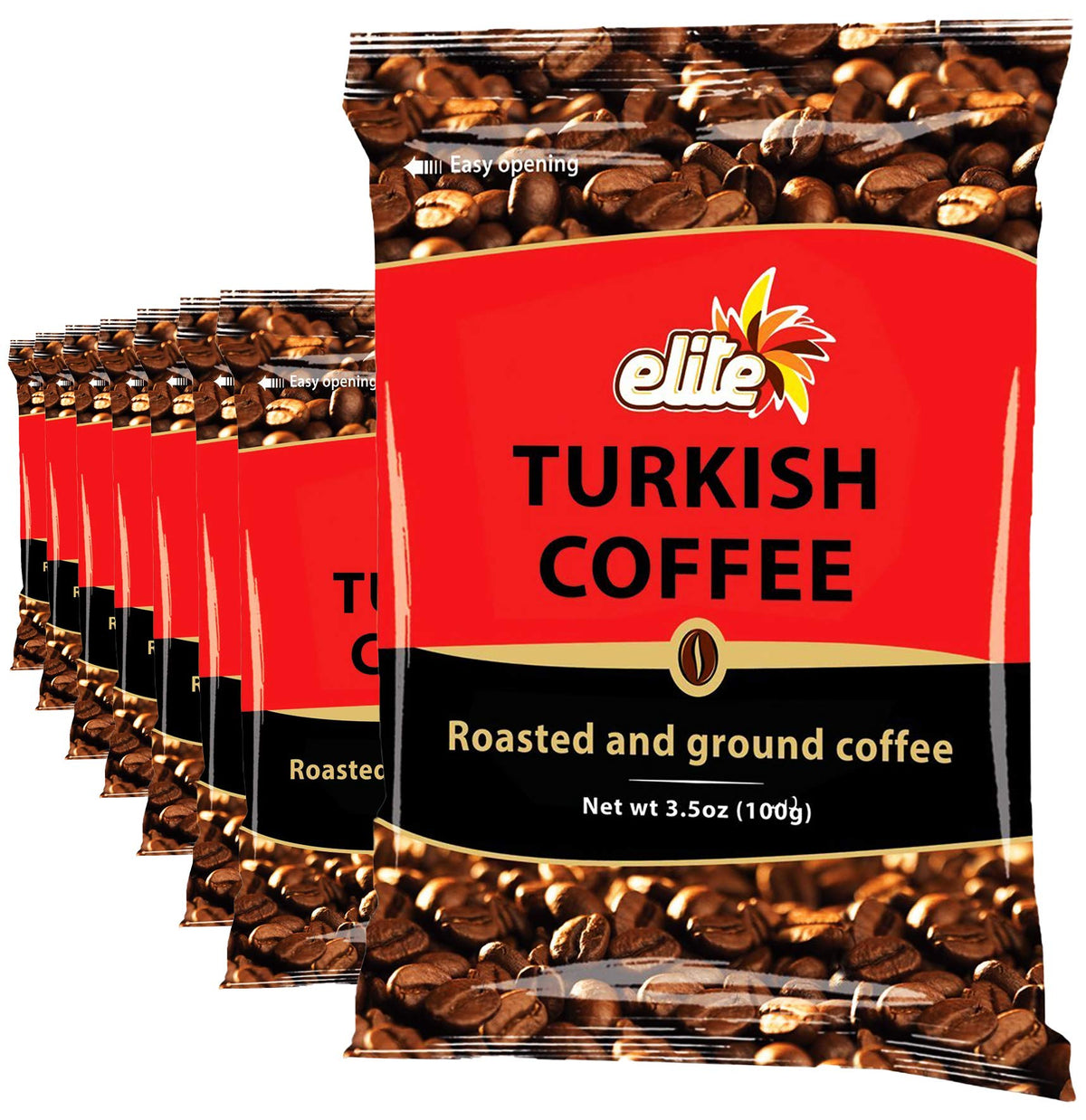 Elite Turkish Ground Roasted Coffee – Pack of 8, 3.5 oz Each