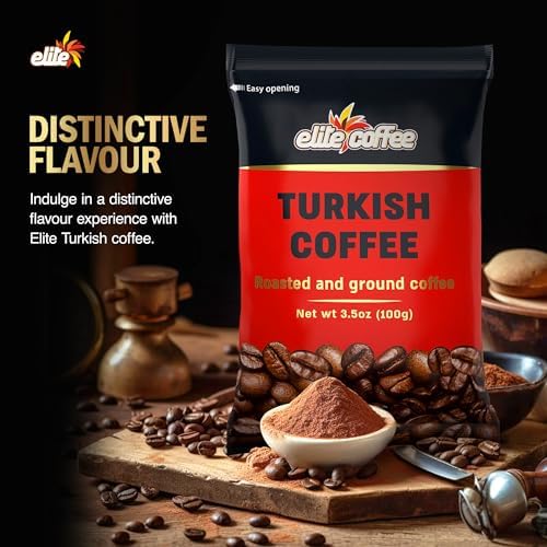 Elite Turkish Ground Roasted Coffee – Pack of 8, 3.5 oz Each