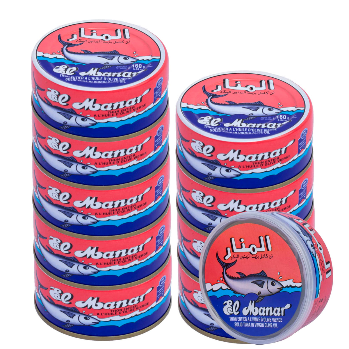 El Manar Solid Tuna in Virgin Olive Oil – Premium Tunisian Canned Tuna (10x160g)