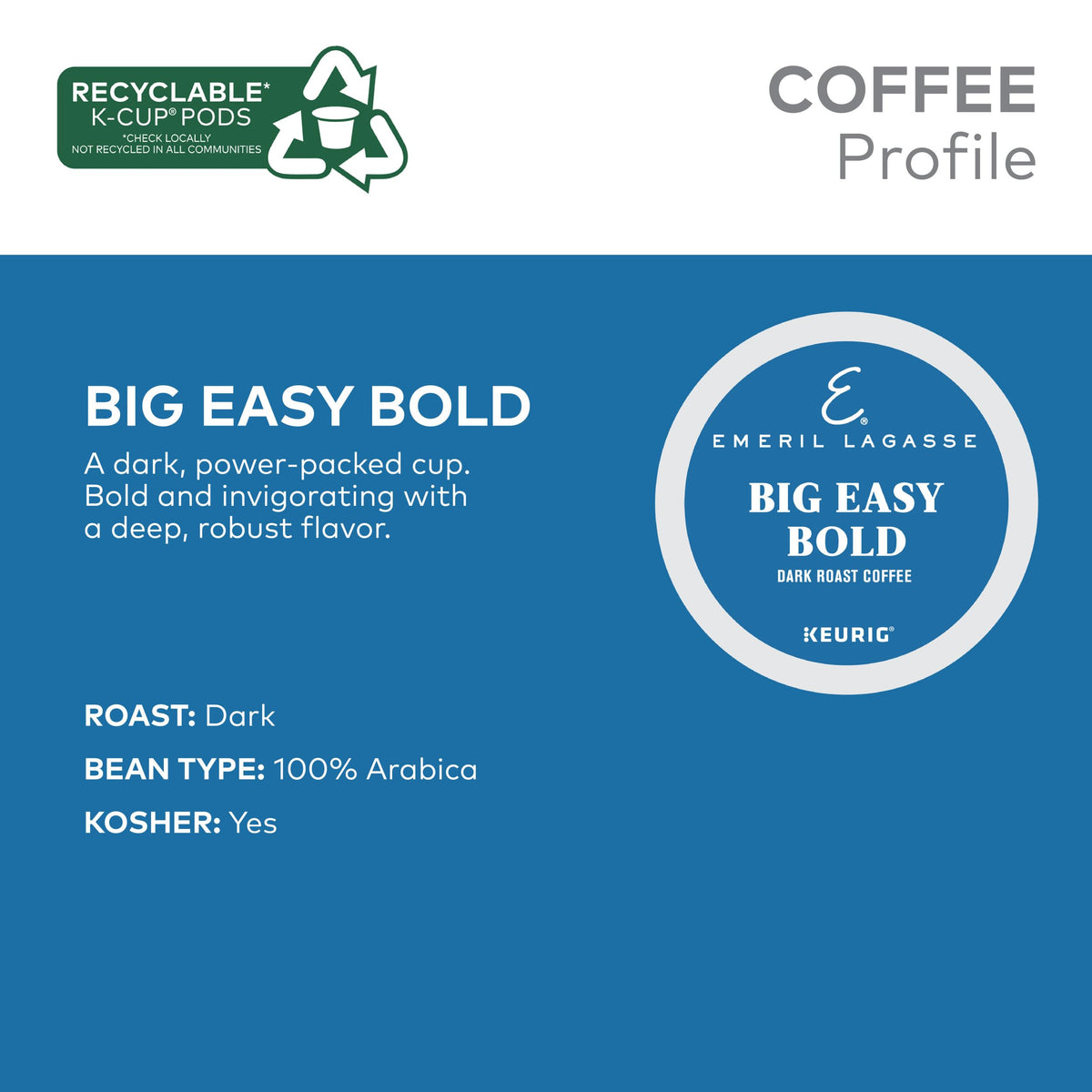 Emeril Lagasse Big Easy Bold Coffee – Dark Roast K-Cup Pods, 48 Count (2 Boxes), Keurig Compatible