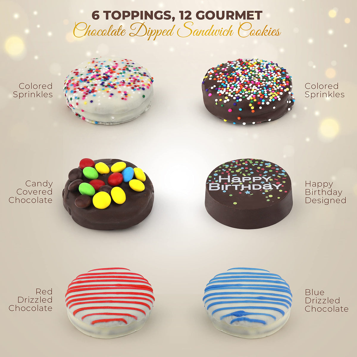 Empire Delights Birthday Cookies Gift Basket – Gourmet Chocolate Cookies, 12 Count Gift Box