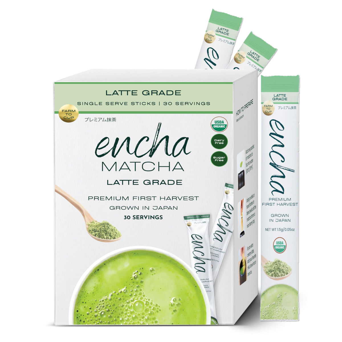 Encha Matcha Latte Grade Powder — Organic First Harvest from Uji, Japan | 30 Sachets