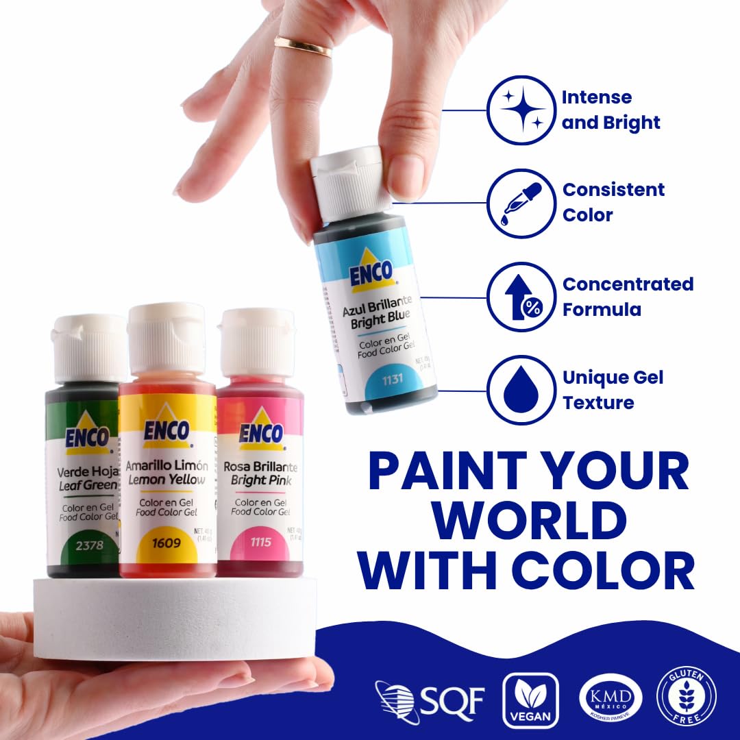 ENCO 9 Basic Color Gel Set – 9 x 40 g, Vegan, Color Mixing Guide Included