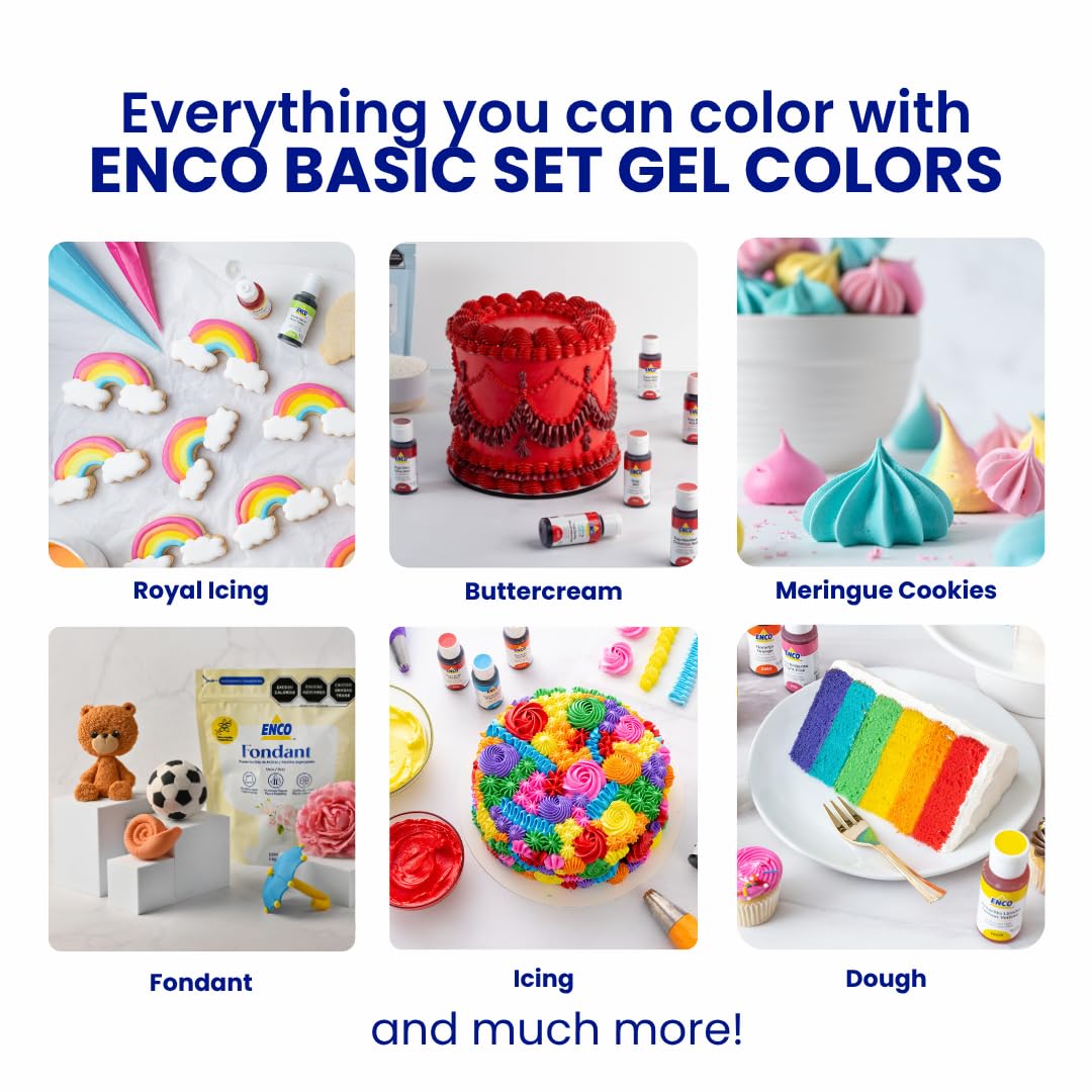 ENCO 9 Basic Color Gel Set – 9 x 40 g, Vegan, Color Mixing Guide Included