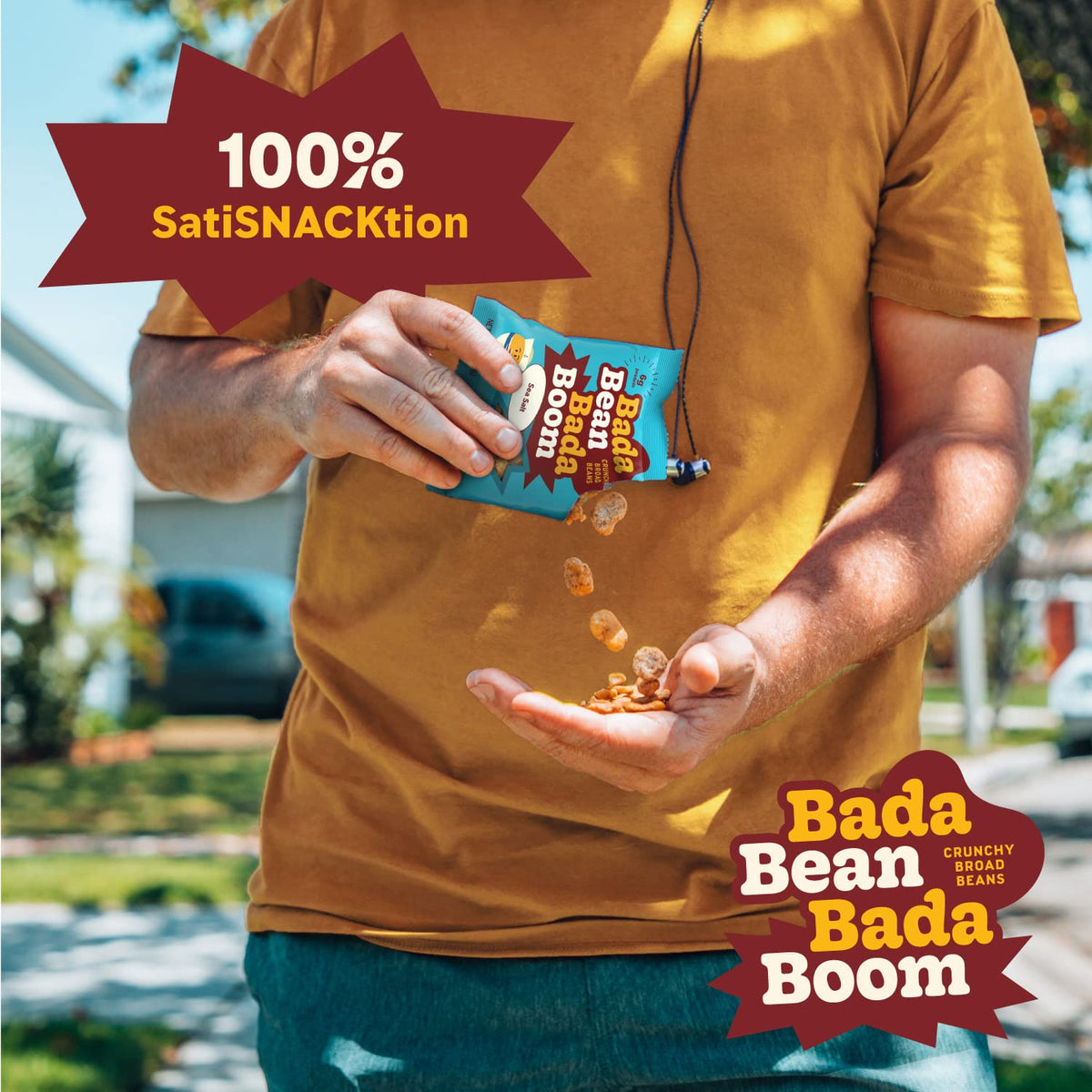 Enlightened Bada Bean Bada Boom Roasted Fava Beans – Crunchy Plant-Based Snack, 110 Calories, 1 oz Pack of 24