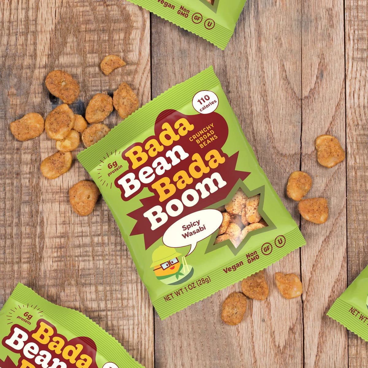 Enlightened Bada Bean Bada Boom – Crunchy Roasted Broad Bean Snacks, High Protein, Vegan, Gluten-Free, 110 Cal per 1 oz (Pack of 24)