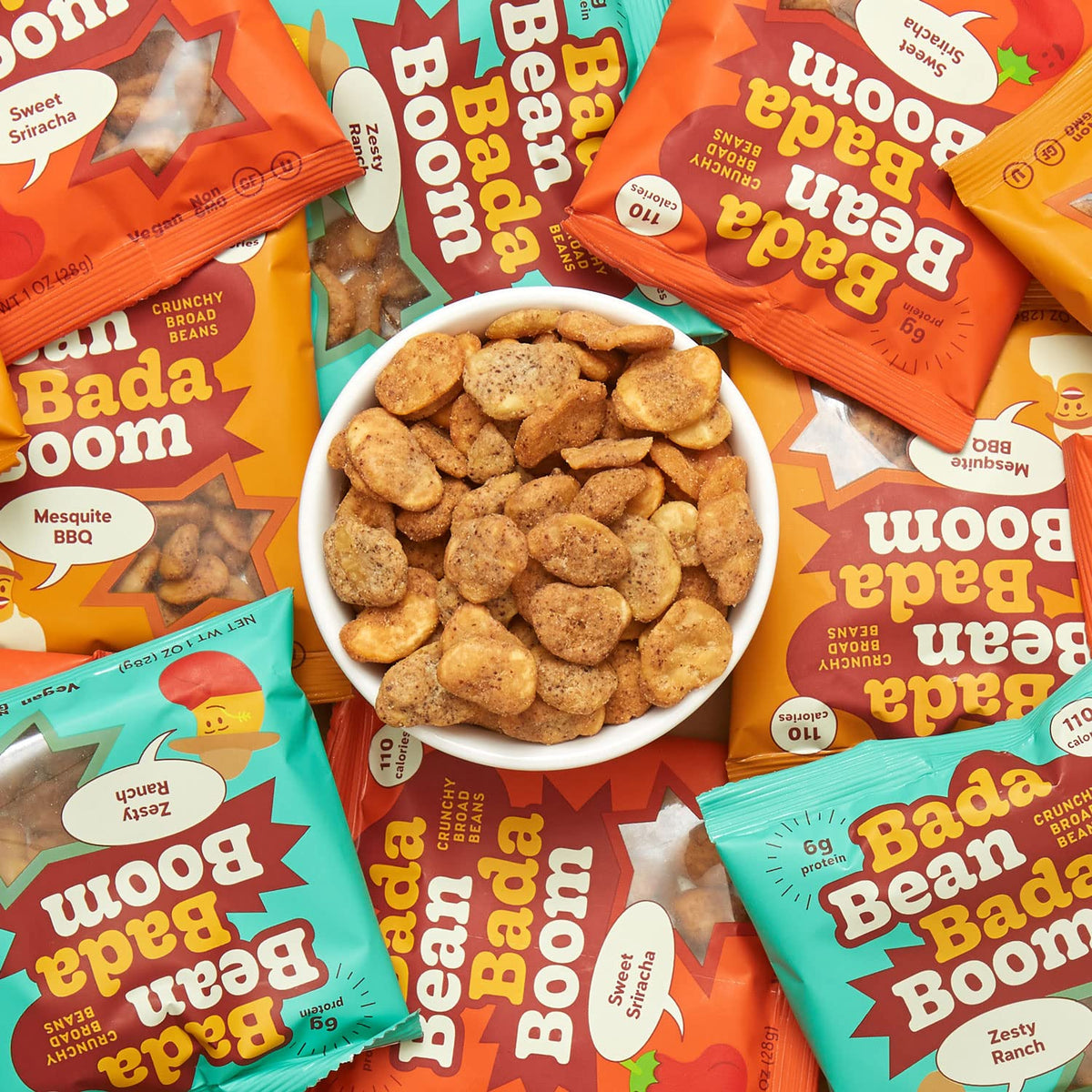 Enlightened Bada Bean Bada Boom – Plant-Based, Gluten-Free, Vegan Broad Bean Snacks | 110 Calories per Serving, 1 oz Pack of 24