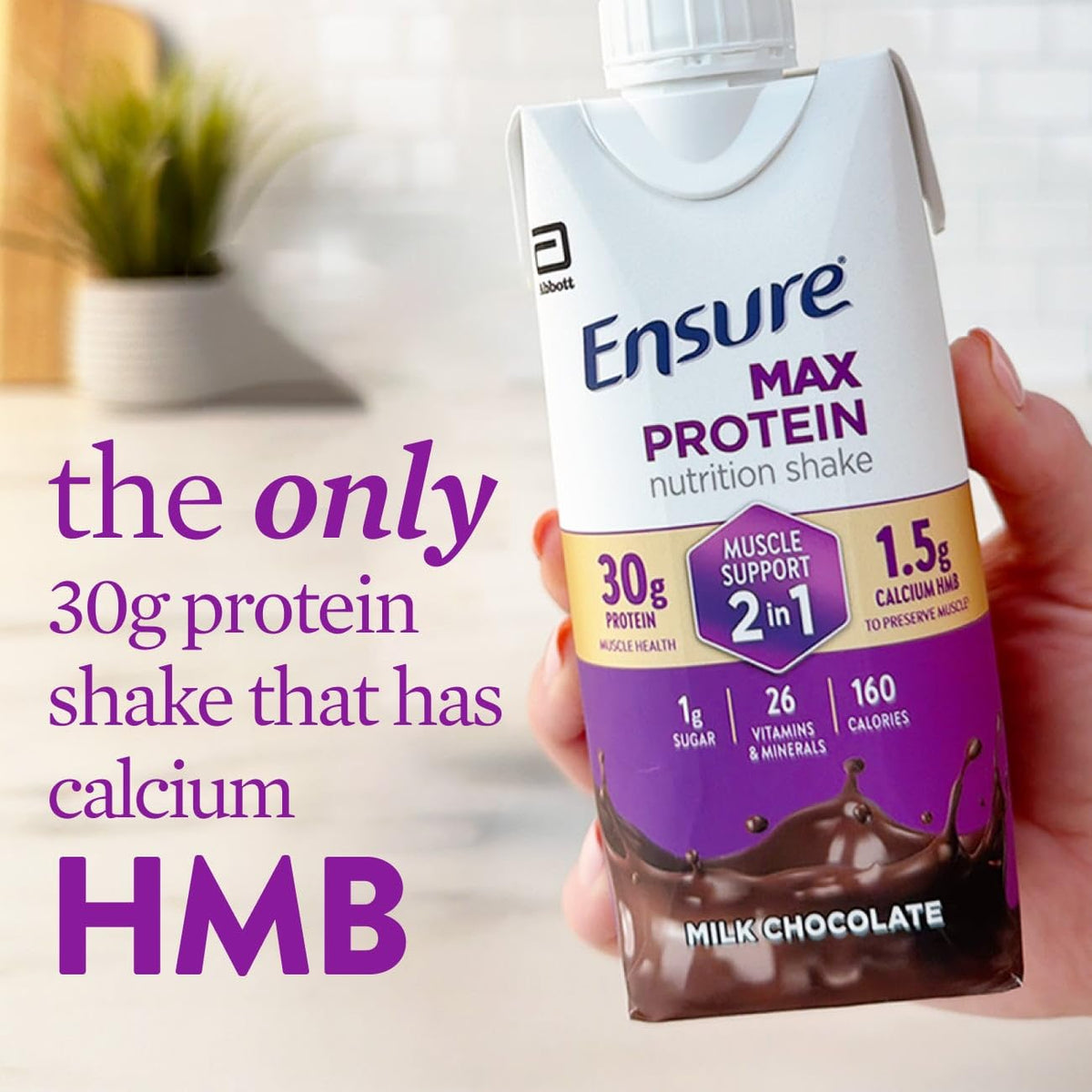 Ensure Max Protein Shake - 30g Protein, 1.5g CaHMB, 12 Pack, Milk Chocolate