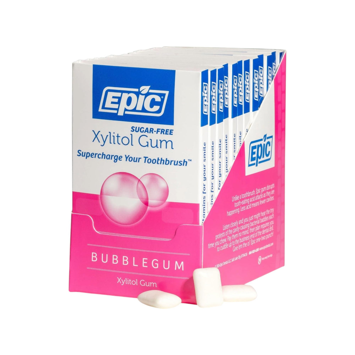 Epic 100% Xylitol Bubblegum Chewing Gum — Sugar Free, Aspartame Free, 12 Pieces