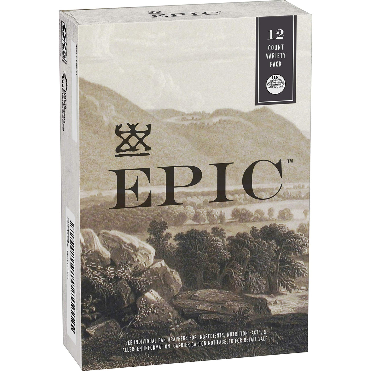 EPIC Bars Variety Pack – Chicken, Beef & Venison | Keto-Friendly, 12 ct