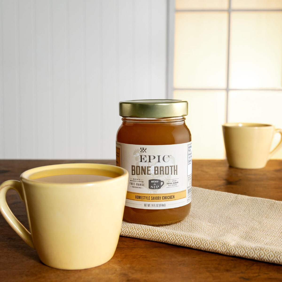 EPIC Bone Broth Homestyle Savory Chicken — Keto & Paleo Friendly, Whole30 Approved, Gluten Free, 14 oz Jar (Pack of 6)