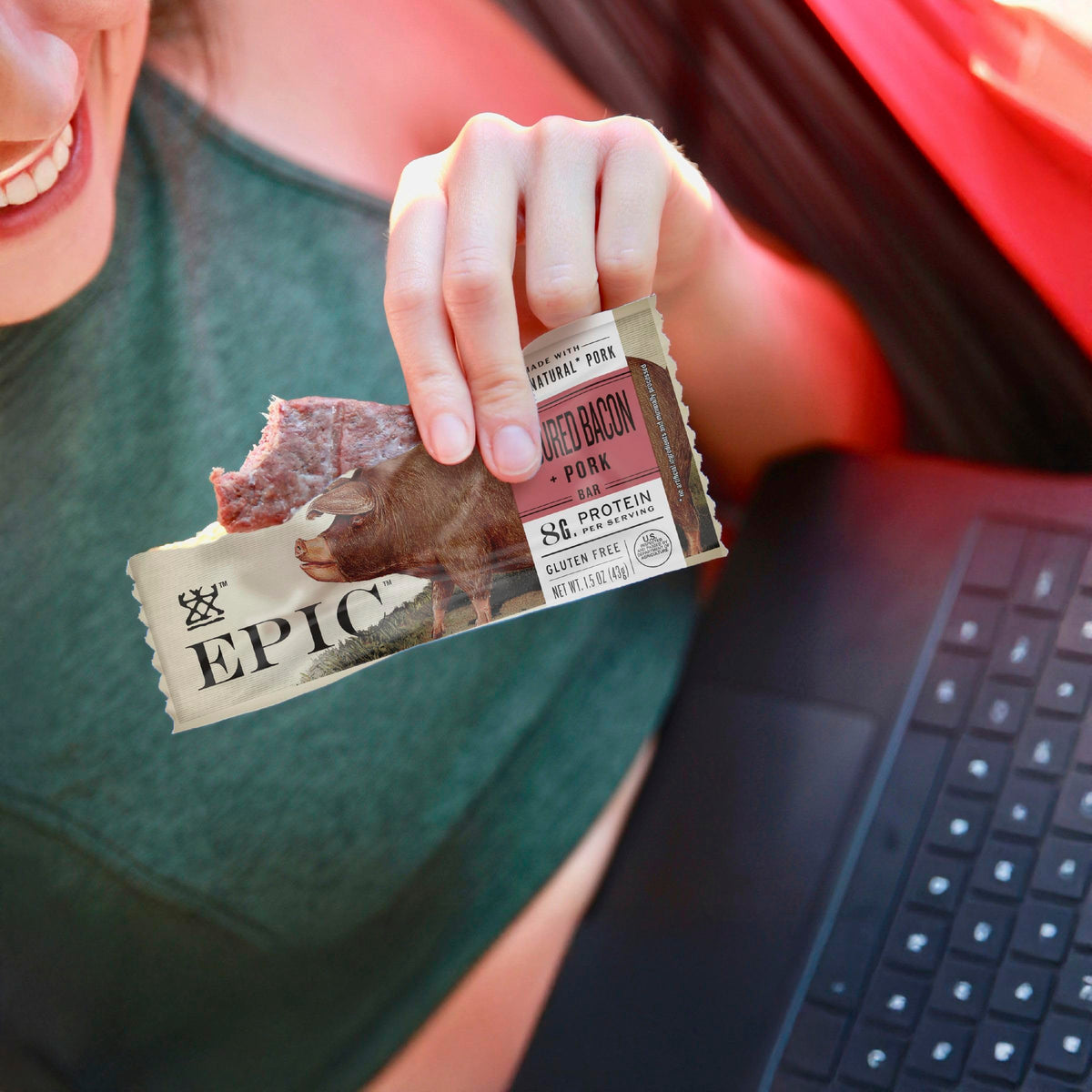 EPIC Uncured Bacon and Pork Bars – Paleo Protein Snack, 12 Bars, 18 oz