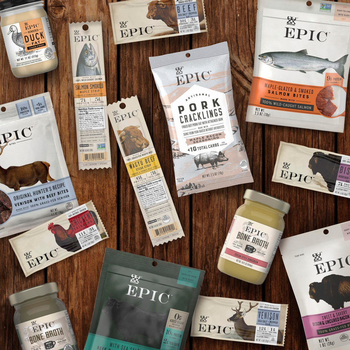EPIC Venison Strips with Beef – Sea Salt and Pepper | Keto, Whole30, Gluten Free | 20 Strips (16 oz)