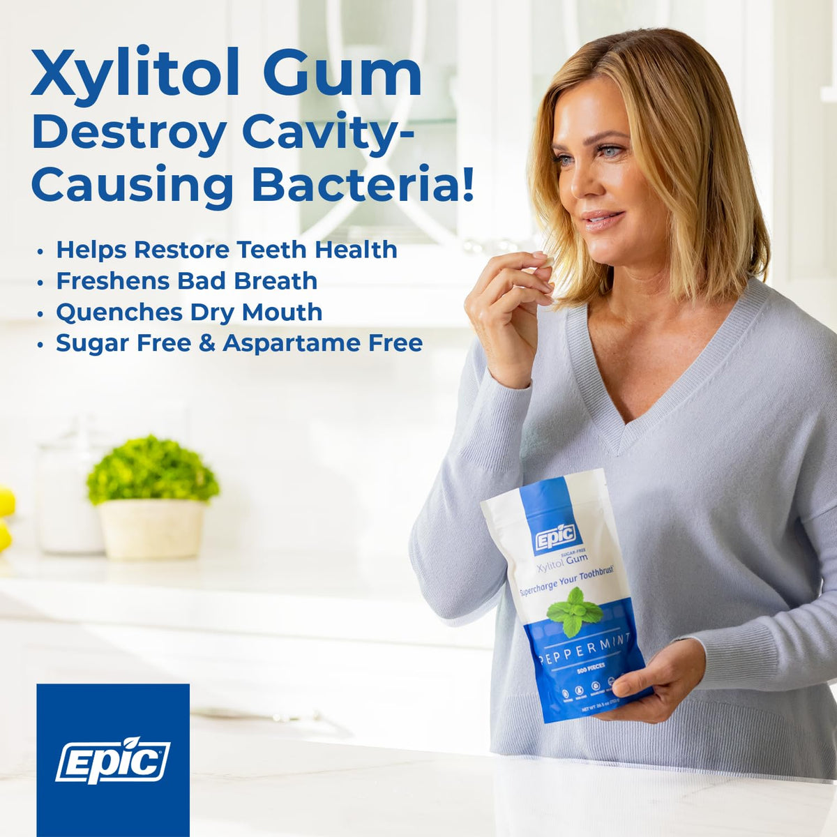 Epic 100% Xylitol Wintergreen Gum — Sugar Free, Aspartame Free | 12 Pack
