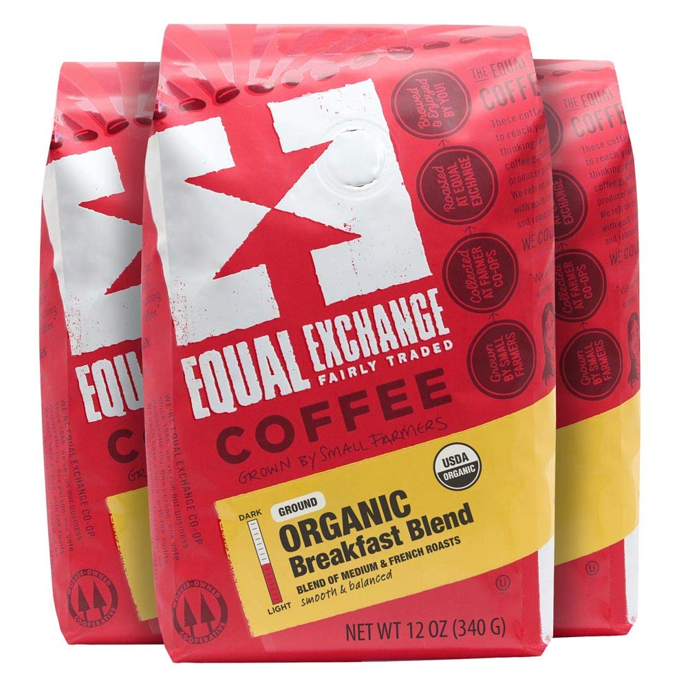 Equal Exchange Organic Ground Coffee – Breakfast Blend Drip (12 oz x3) | 100% Arabica, Organic & Fair Trade