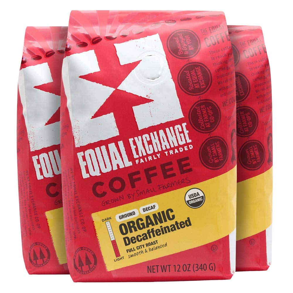 Equal Exchange Organic Ground Coffee, Decaf, 12 oz Bag (Pack of 3)