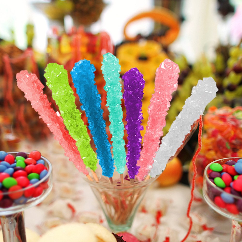 Espeez Extra Large Blue Raspberry Rock Candy Sticks — 24 Pack for Weddings & Parties, Individually Wrapped