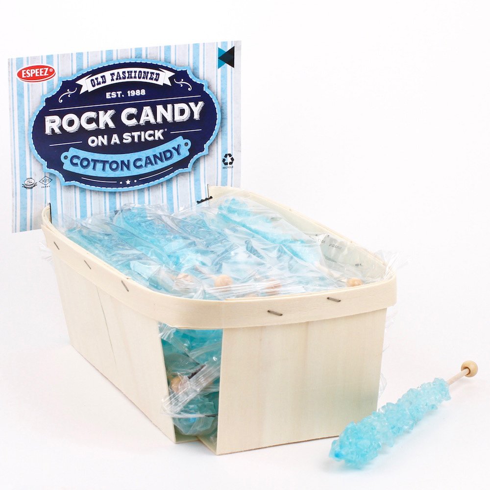 Espeez Extra Large Rock Candy Sticks - 24 Light Blue, 22 g Each, Individually Wrapped