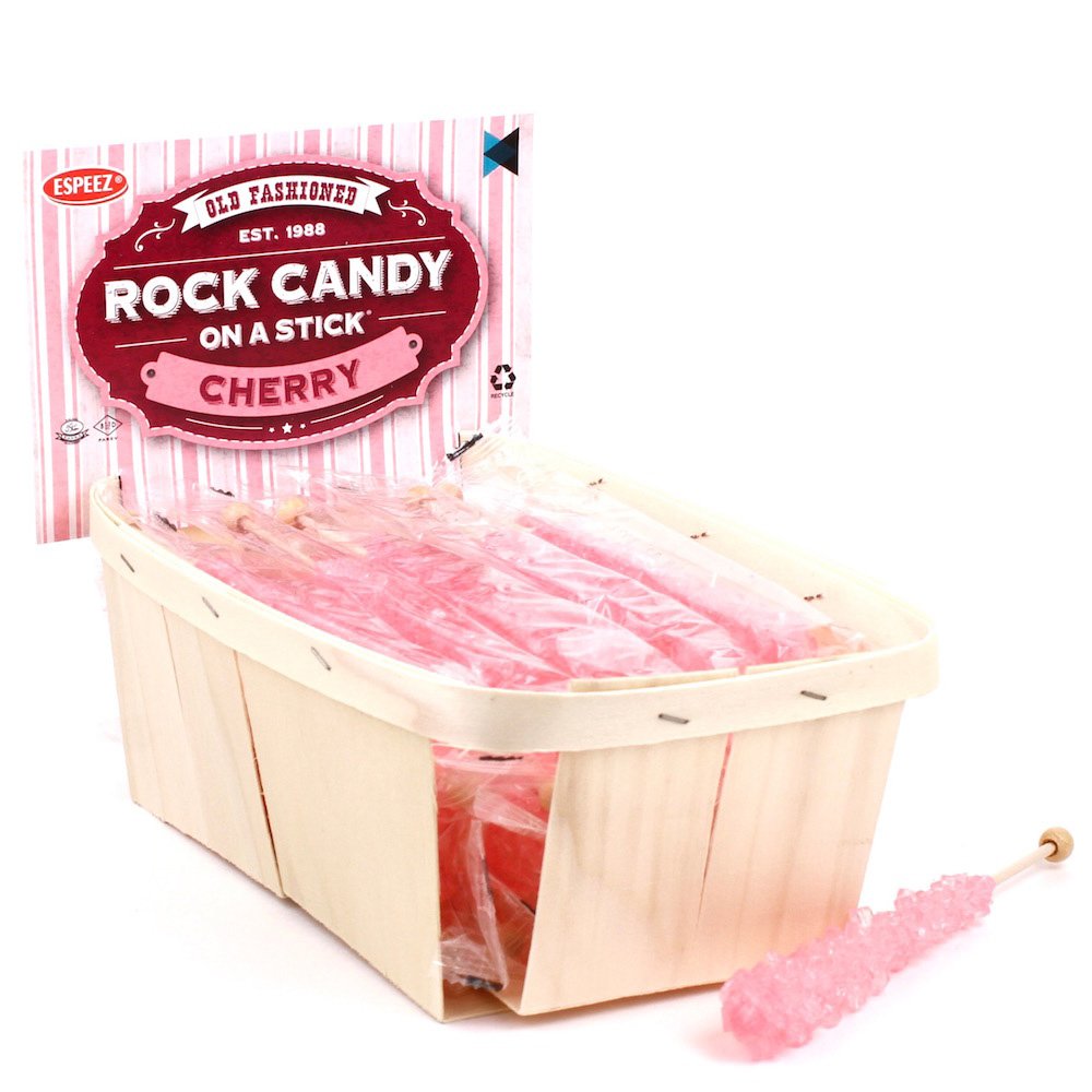 Espeez Extra Large Pink Cherry Rock Candy Sticks – 24g Each, Individually Wrapped
