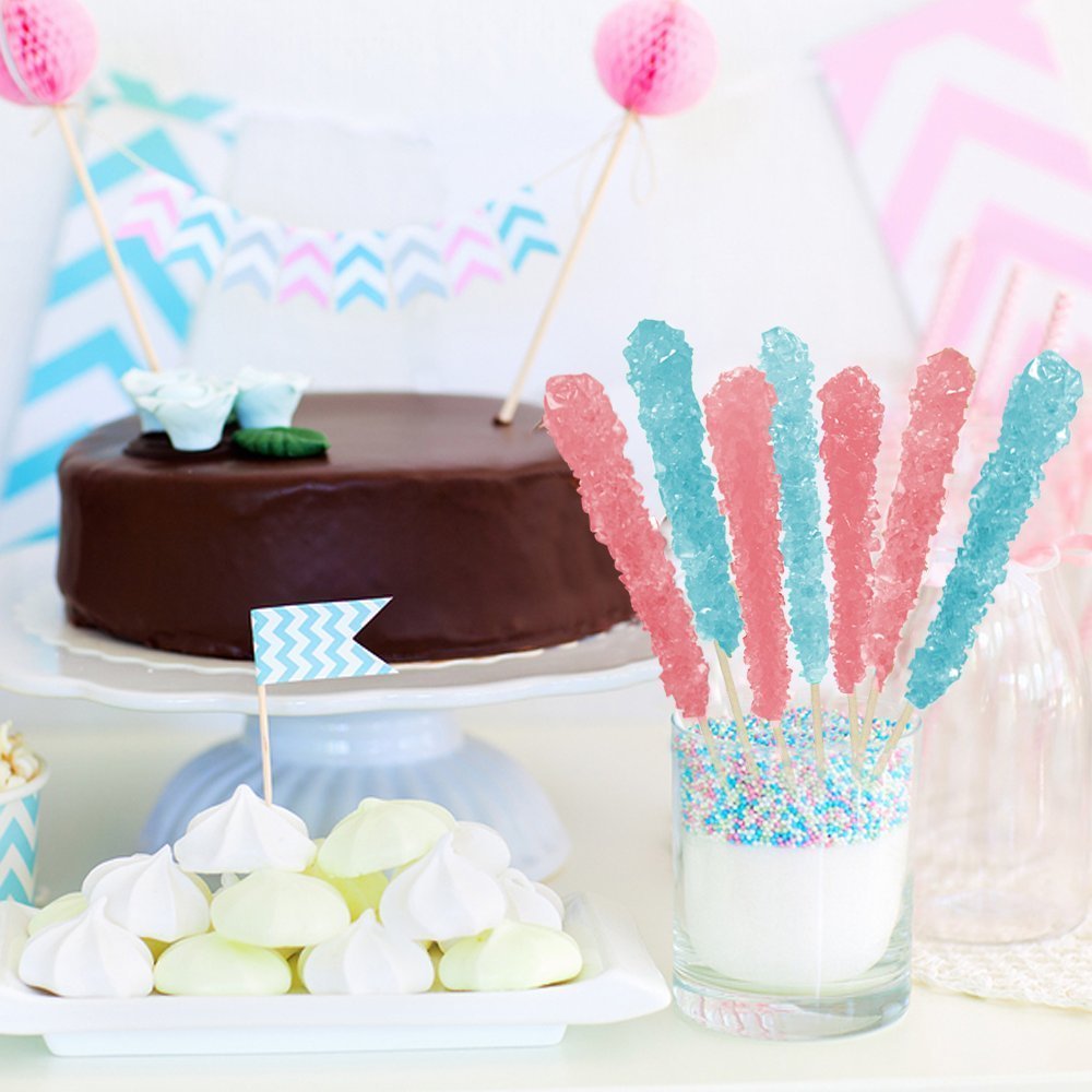 Espeez Extra Large Rock Candy Sticks - 24 Light Blue, 22 g Each, Individually Wrapped