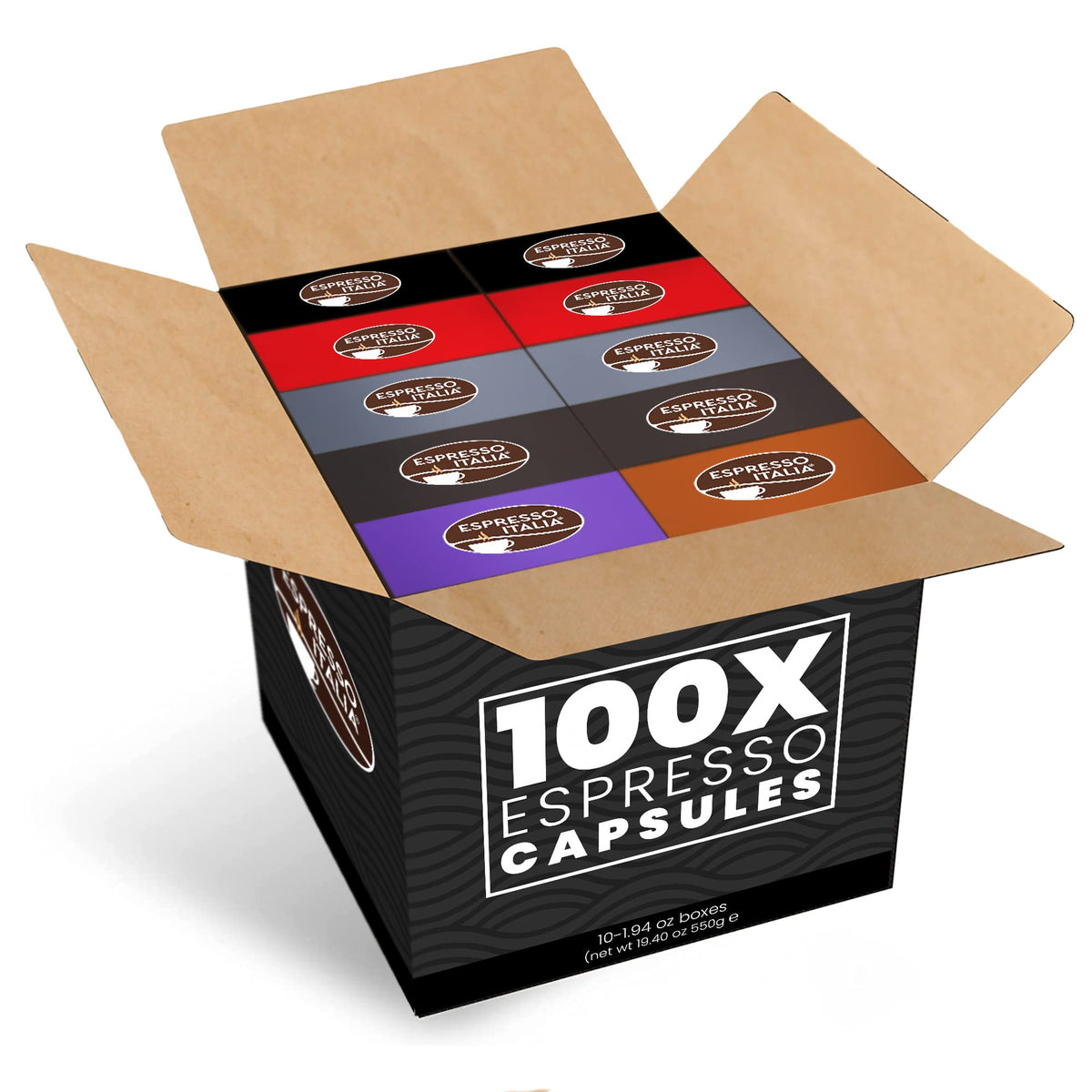 Espresso Italia Nespresso-Compatible Capsules – 100 Count Variety Pack | Italian Espresso Pods