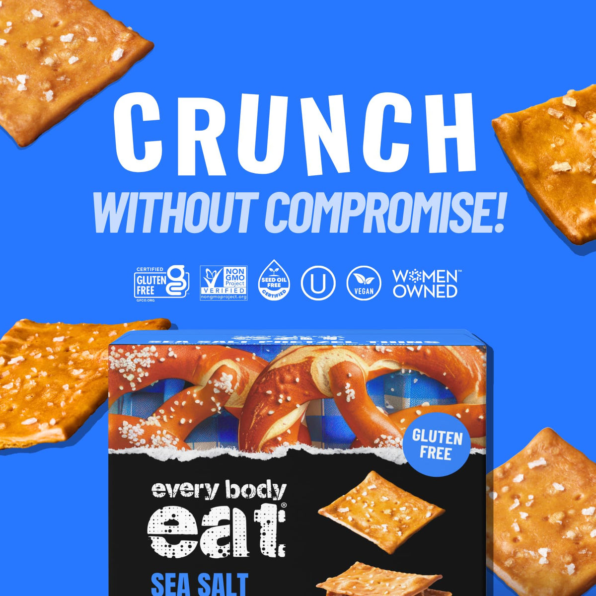 Every Body Eat Gluten Free Sea Salt Pretzel Thins – Grain Free, Vegan & Dairy Free (15 oz)