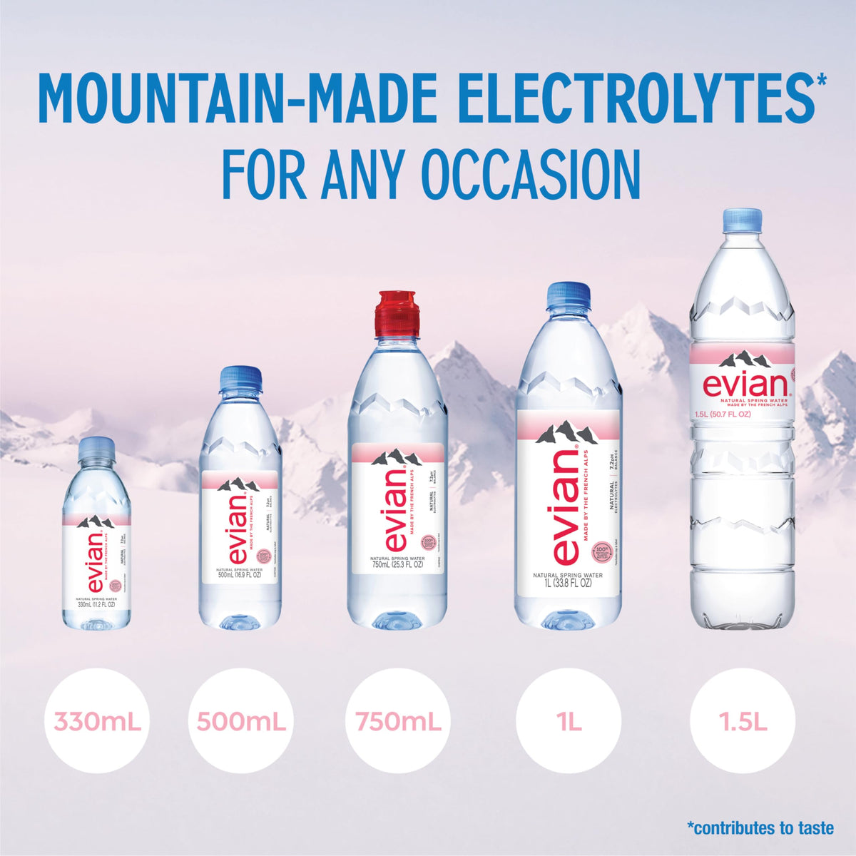 Evian Natural Spring Water 1 L Bottle (12 Pack) | Alpine Purity & Balanced Hydration
