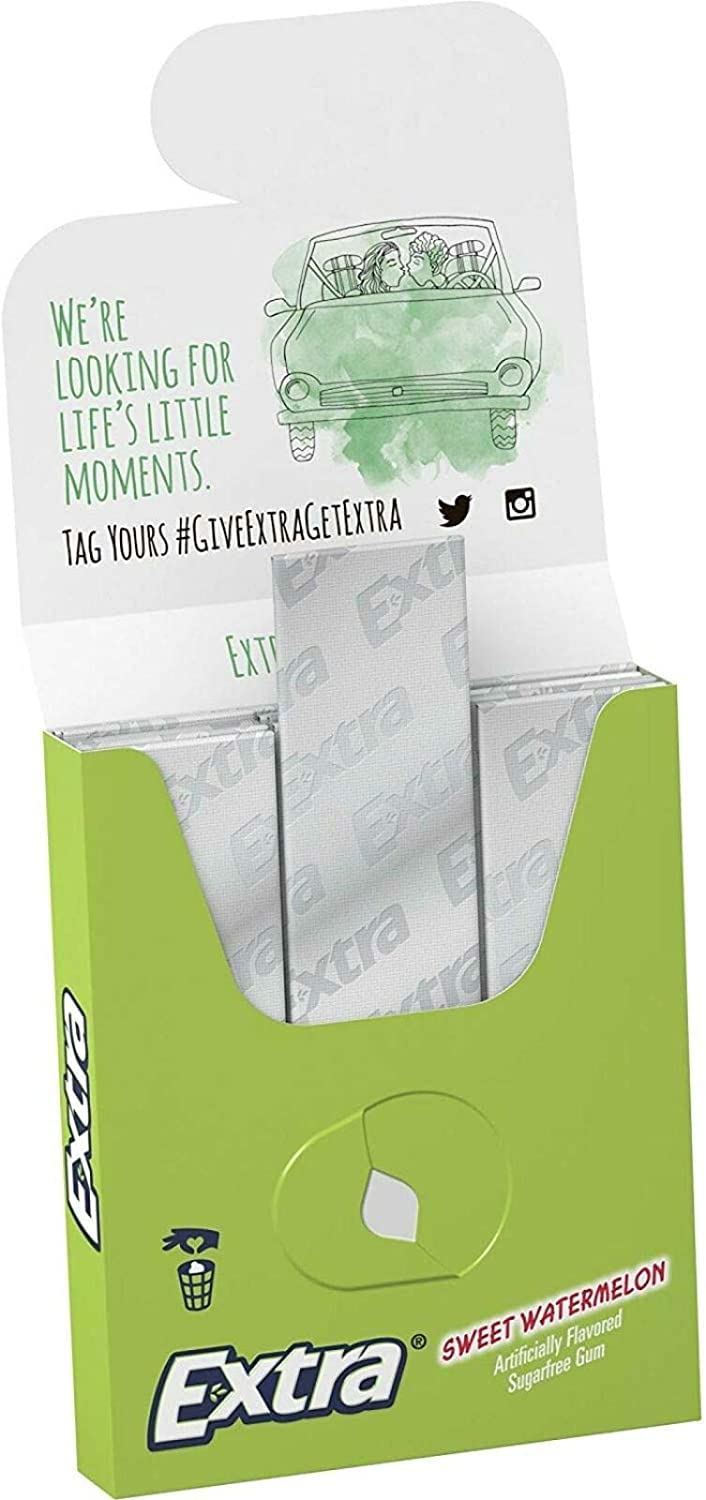 Extra Sweet Watermelon Sugarfree Gum – 12 Pack (15 Sticks Each) | Sugar-Free Flavor