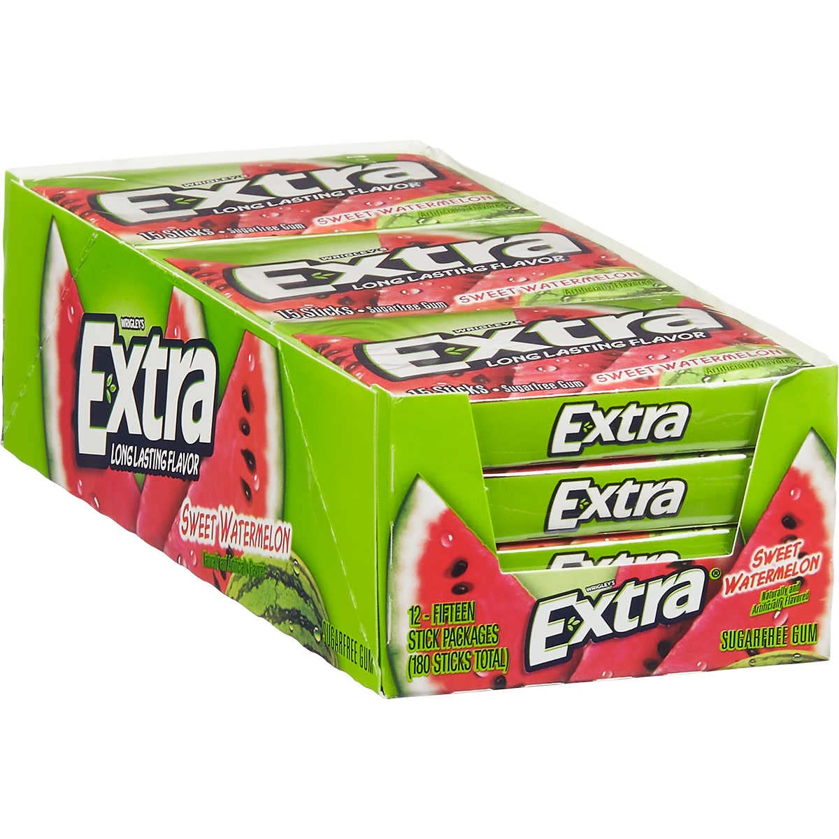 Extra Sweet Watermelon Sugarfree Gum – 12 Pack (15 Sticks Each) | Sugar-Free Flavor