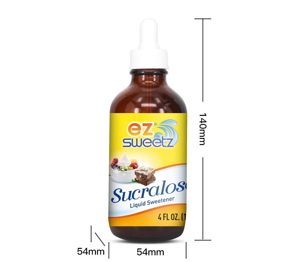 EZ-Sweetz Concentrated Liquid Sucralose — 4oz Glass Bottle + 2-Pack (2900 Servings)